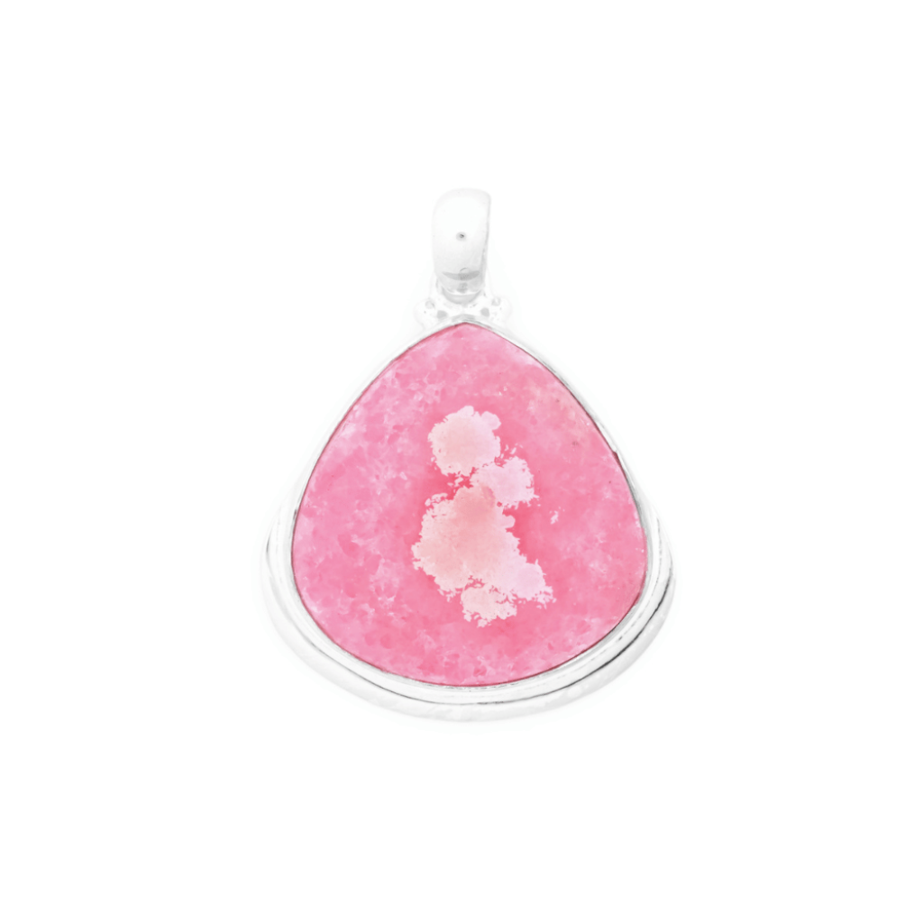 Pink Rhodochrosite Gemstone Sterling Silver Pendant Necklace