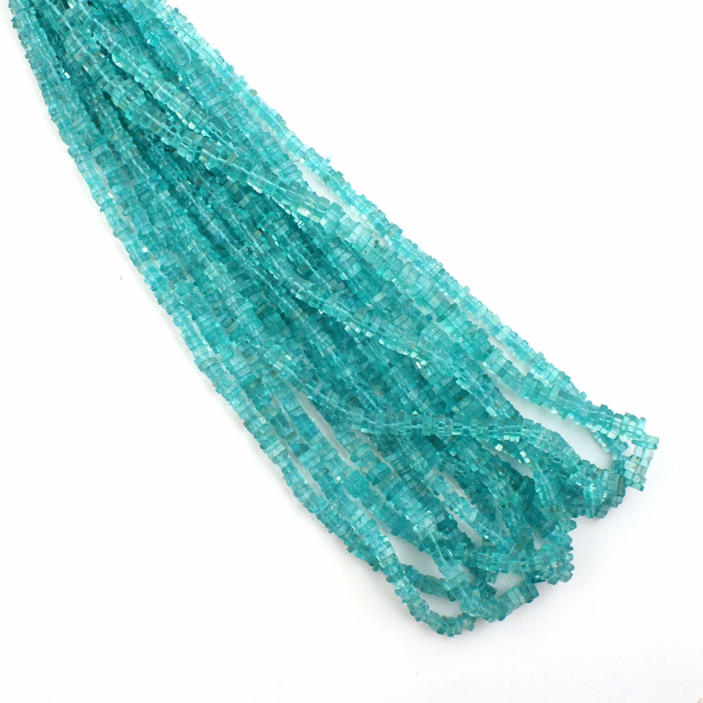 Sky Apatite Smooth Gemstone 4-5mm Square Handmade Beads