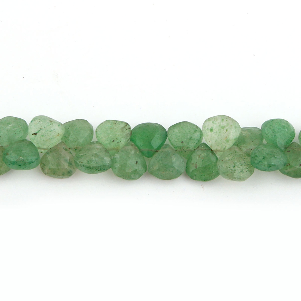 Green Strawberry Quartz Faceted Heart Shape Beads For Jewelry