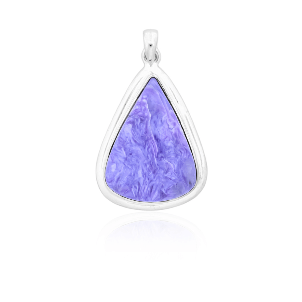 Natural Russia Charoite Cabochon Sterling Silver Pendant Jewellery
