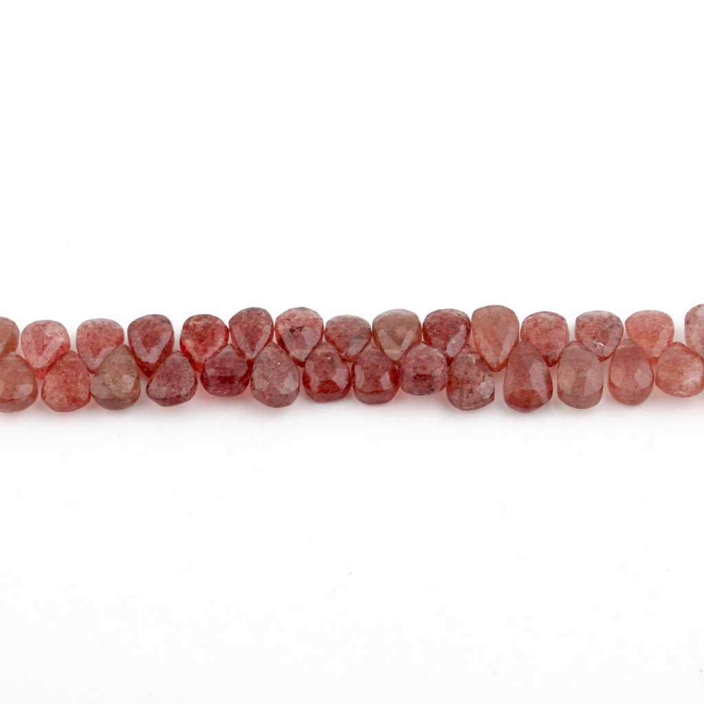 Natural Pear Faceted Strawberry Quartz 17 Strands Gemstone Beads