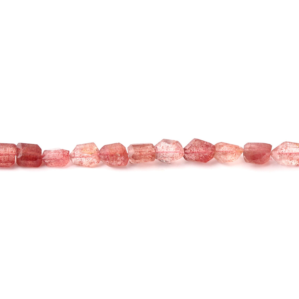 Pink Strawberry Quartz Faceted Mix Tumble Gemstone Beads 10 Inch