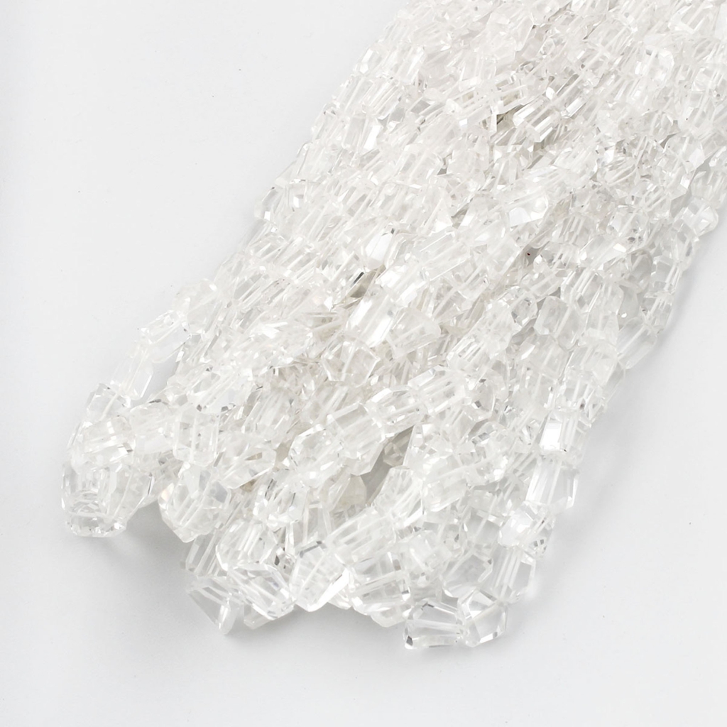Crystal Quartz Faceted Tumbles Shape Gemstone Beads for Jewelry Creation