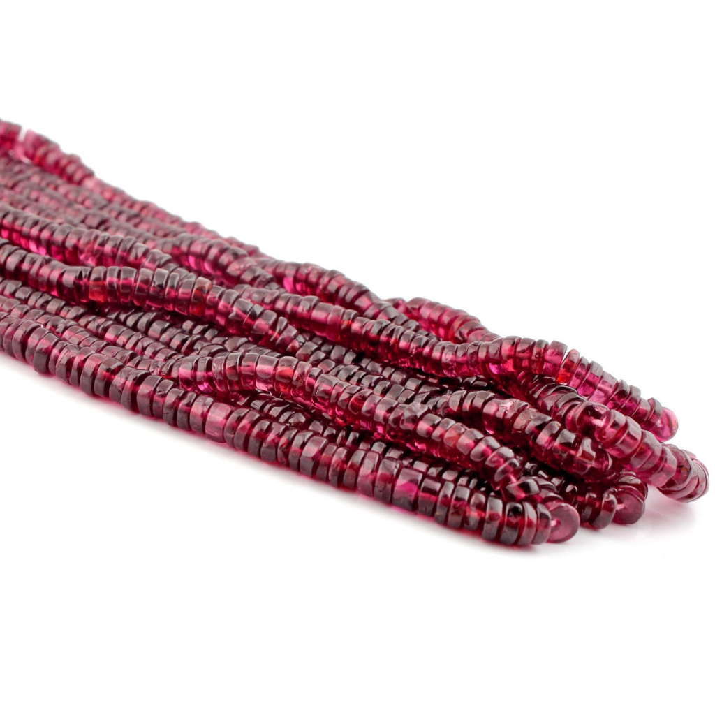 Rhodolite Garnet Coin Shape Gemstone Beads For Jewelry