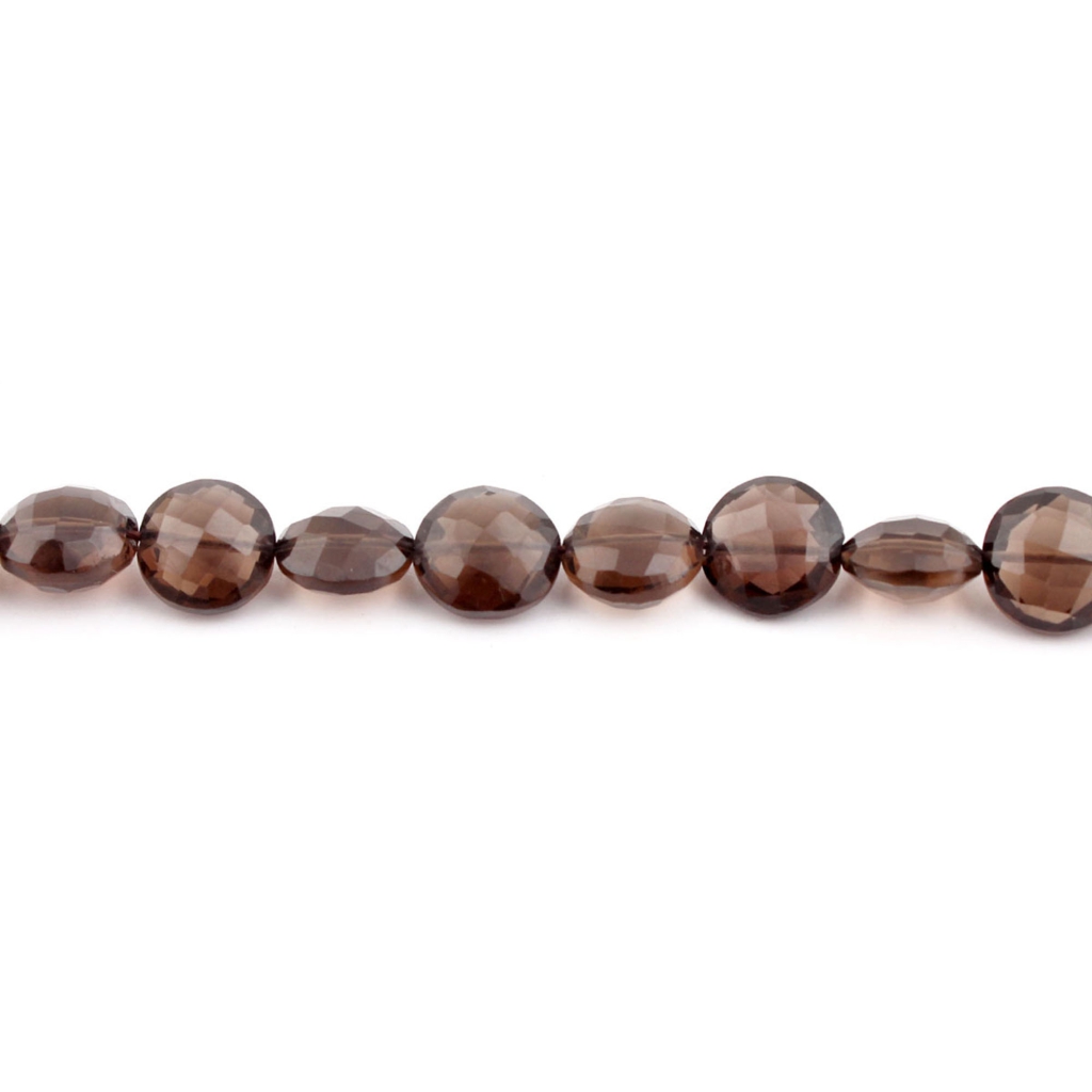 Quality Smoky Quartz Round Faceted Gemstone Beads
