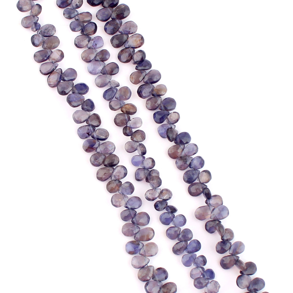 Natural Blue Iolite Gemstone Pear Shape Handmade Beads