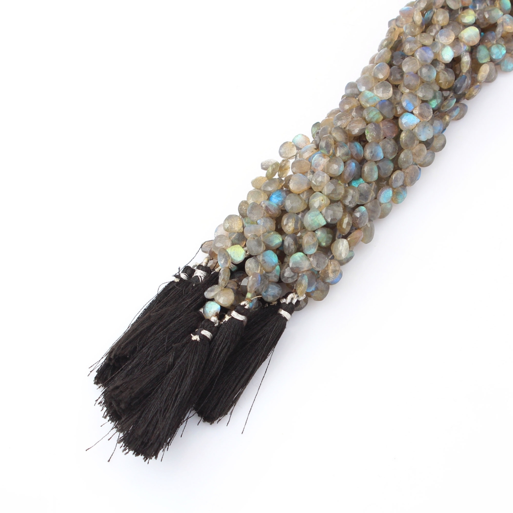 Natural Labradorite Heart Shape Beads, 13-strand beads