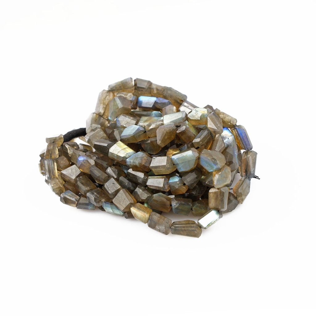 Natural Labradorite Faceted Tumble Beads 8-16 mm, 5 Strands