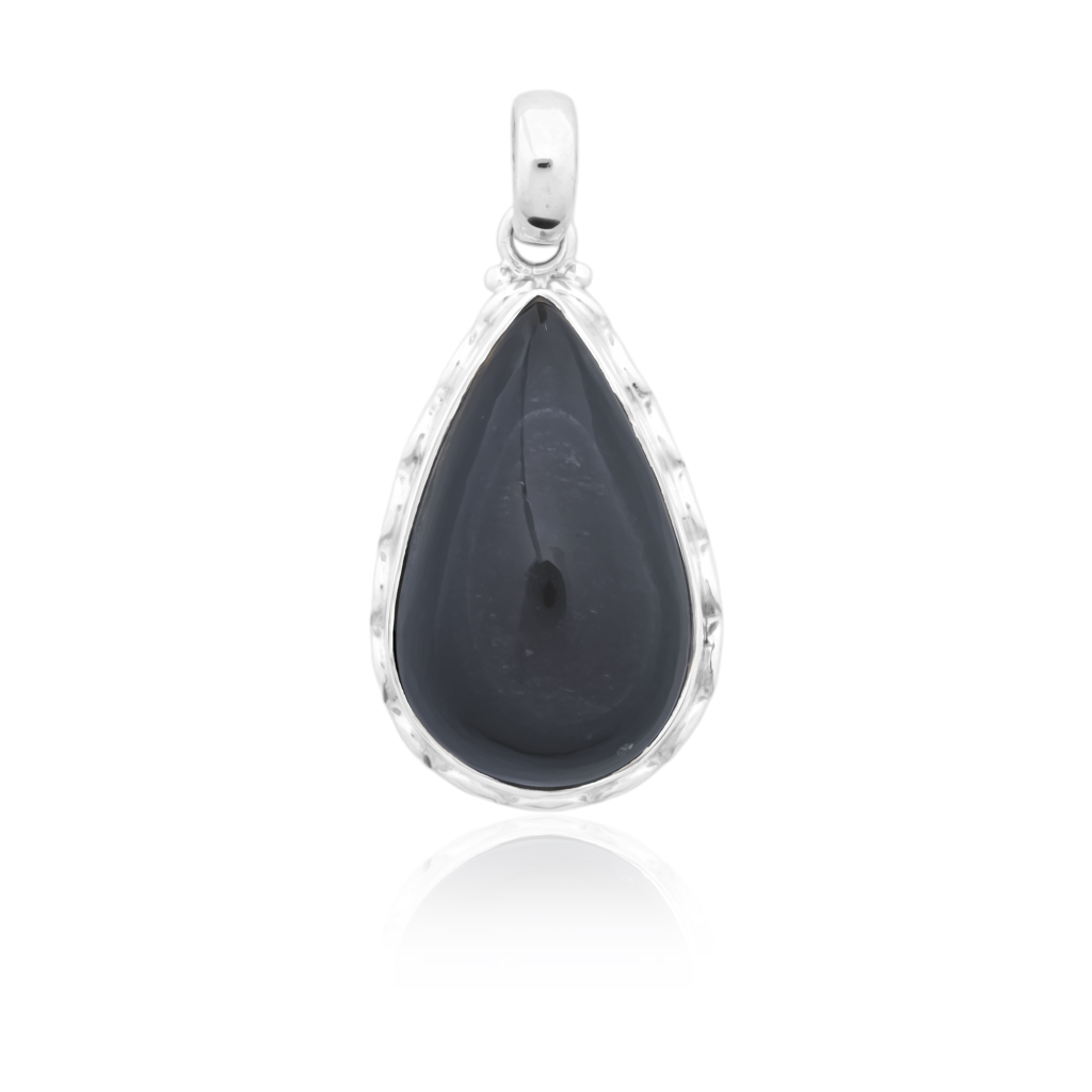 Natural Rainbow Obsidian November Birthstone Sterling Silver Pendant