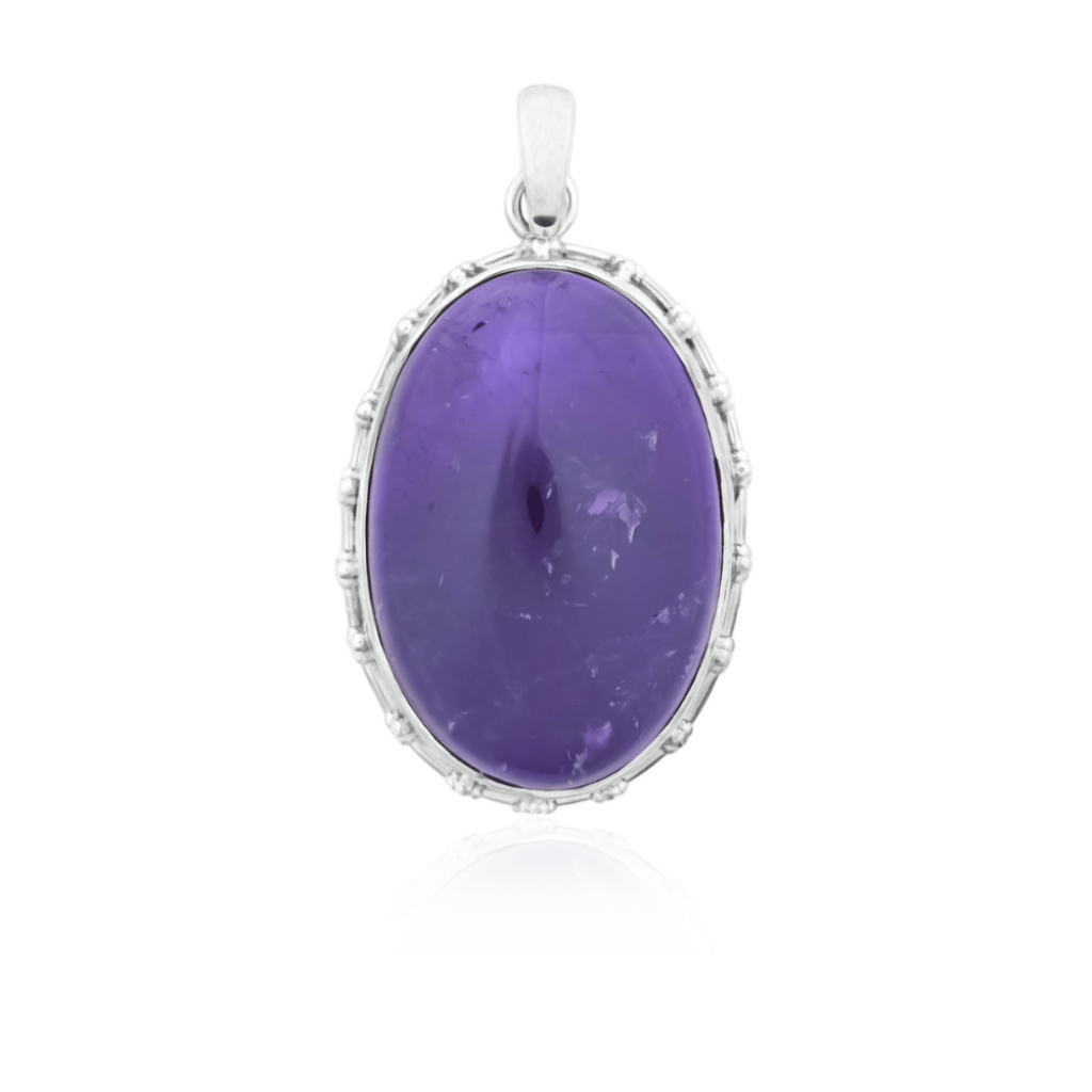 Natural Amethyst February Birthstone Sterling Silver Pendant