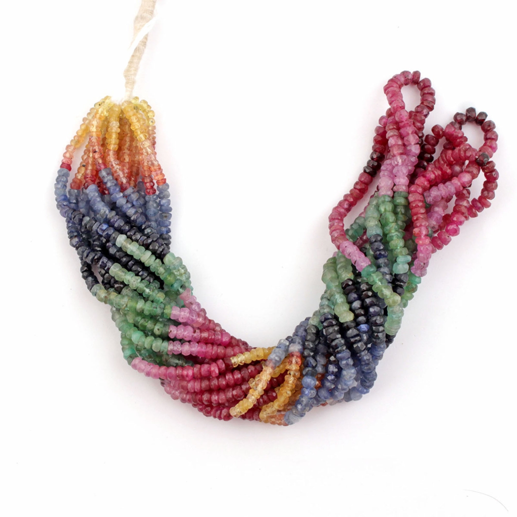 Faceted Multi Sapphire 3mm Round 7 Strands Beads For Jewelry