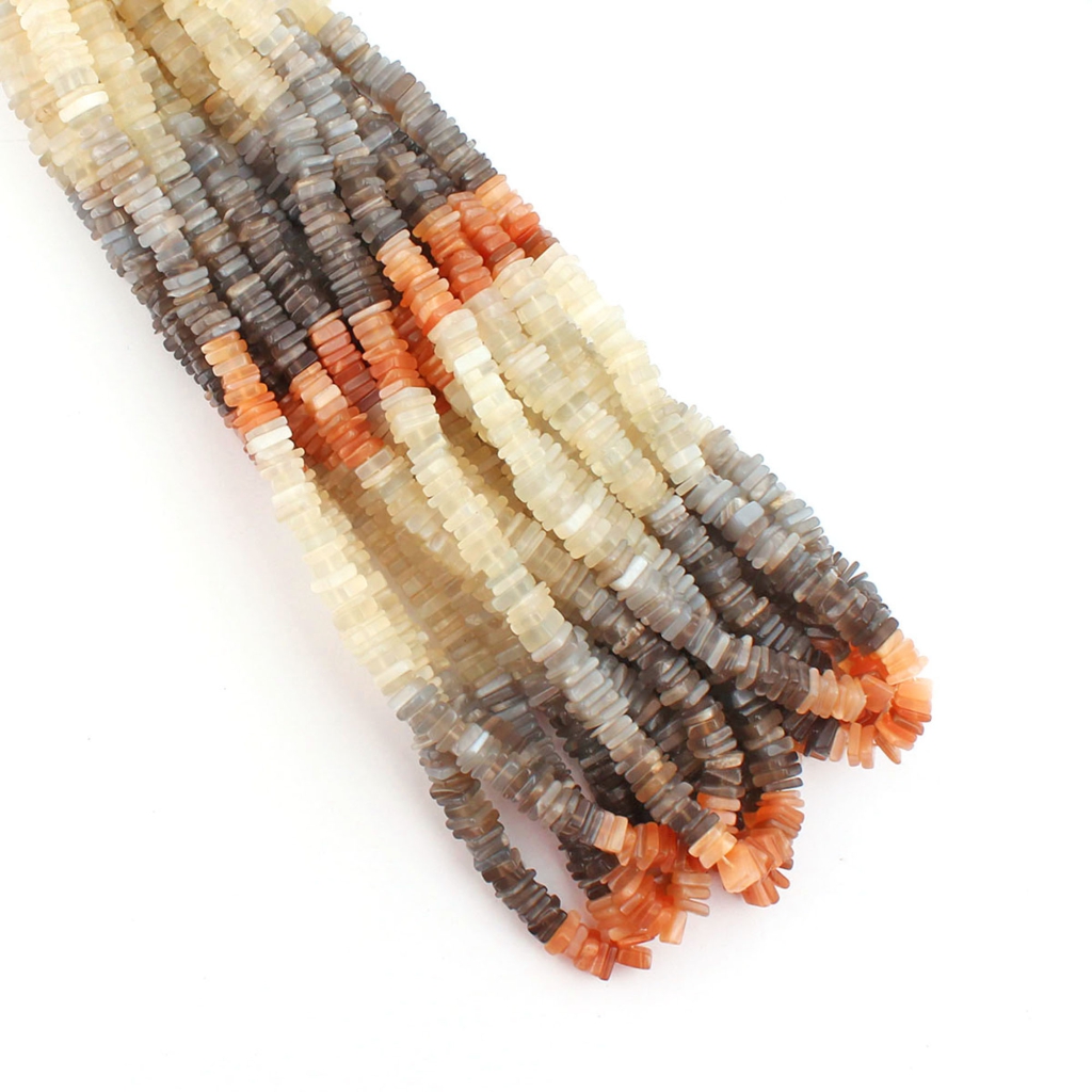 High Quality Multi Moonstone Square Gemstone 11 Strands Beads