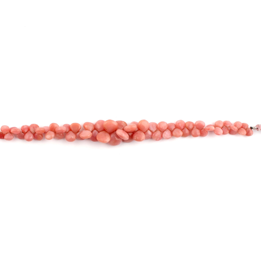 Natural Pink Opal Heart Beads Smooth Gemstone 4 Strands