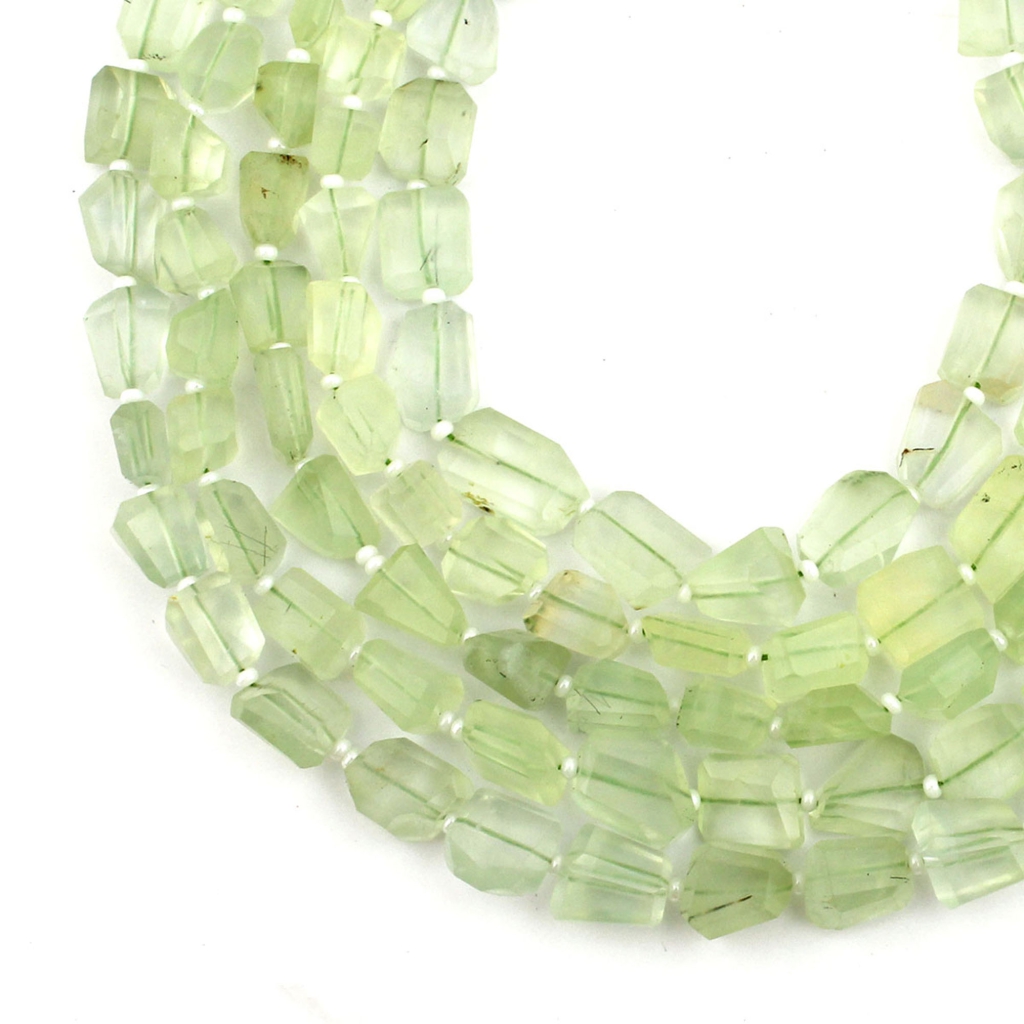 Natural Faceted Prehnite Handmade Tumble Shape Beads 12 Strands