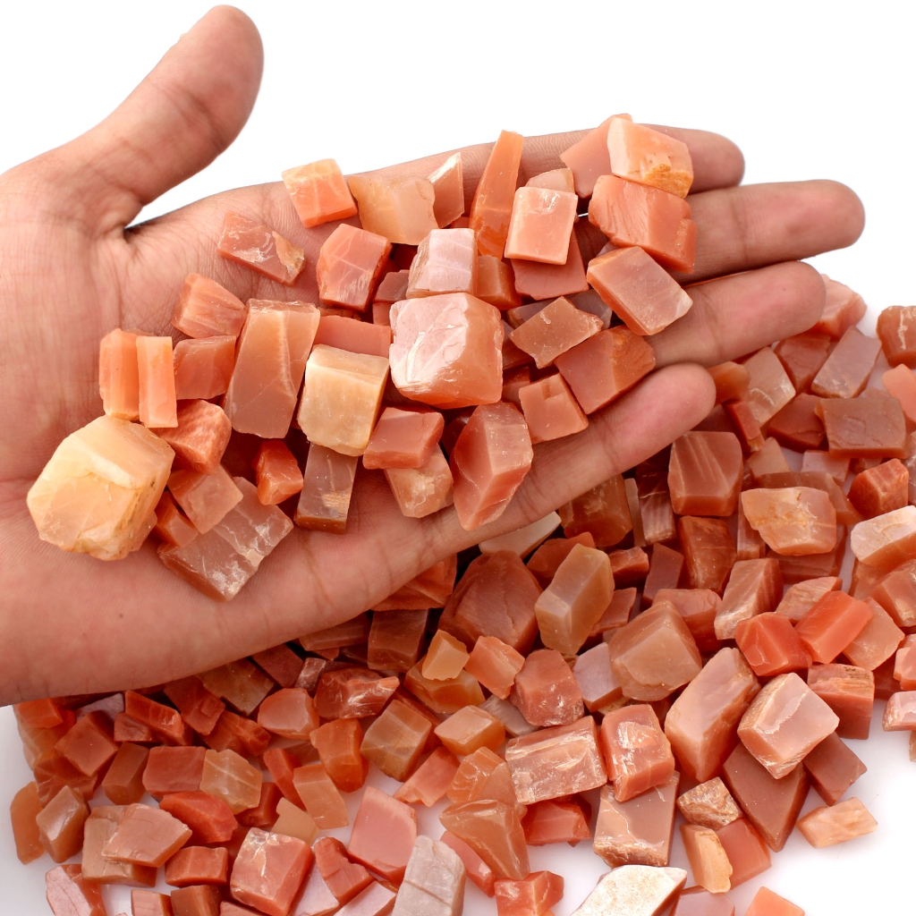 Natural Peach Moonstone Rough Loose Gemstone