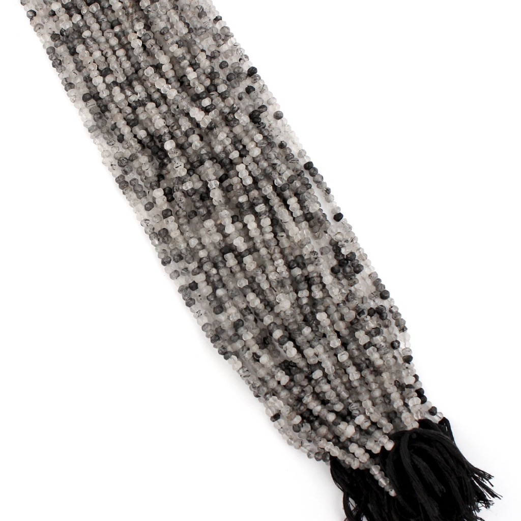 Black Rutile Quartz 4mm Round Faceted Beads For Jewelry Making