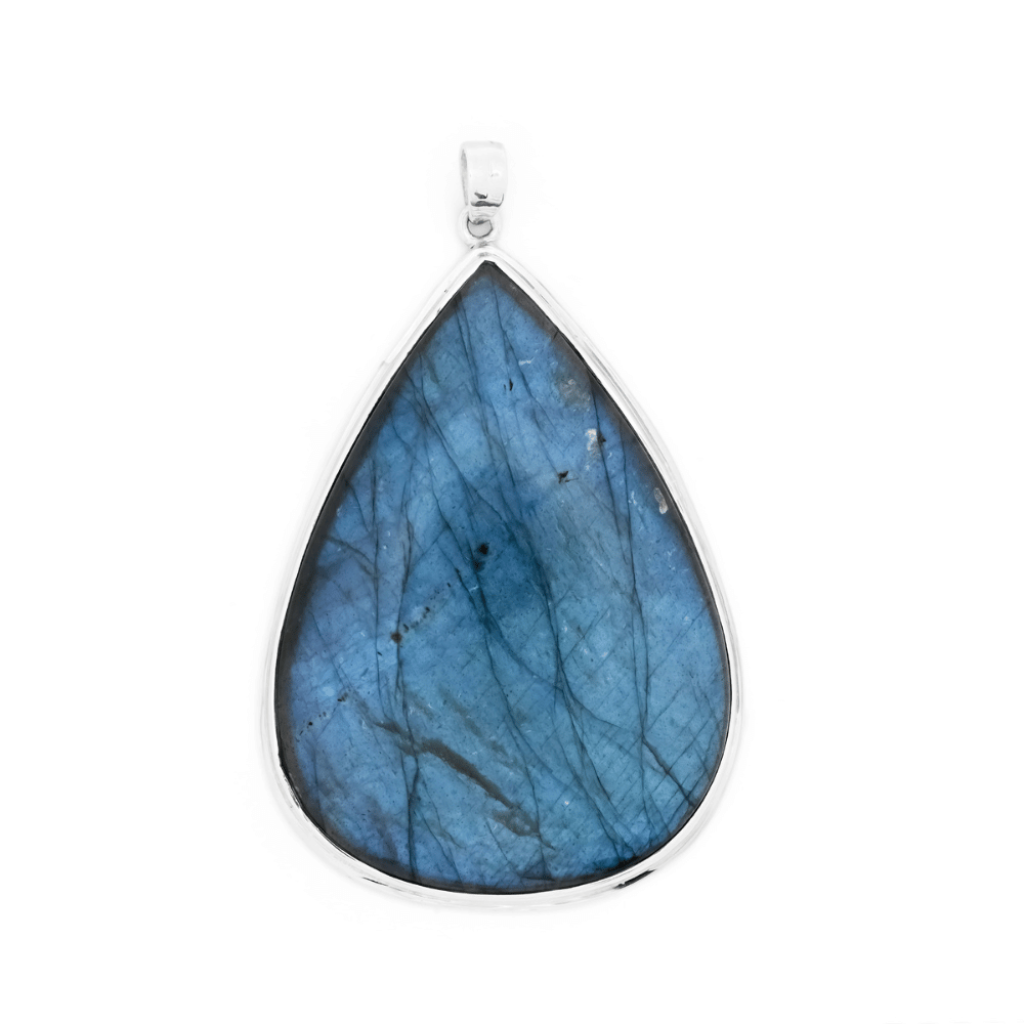 Natural Labradorite Pear Sterling Silver Pendant Jewellery