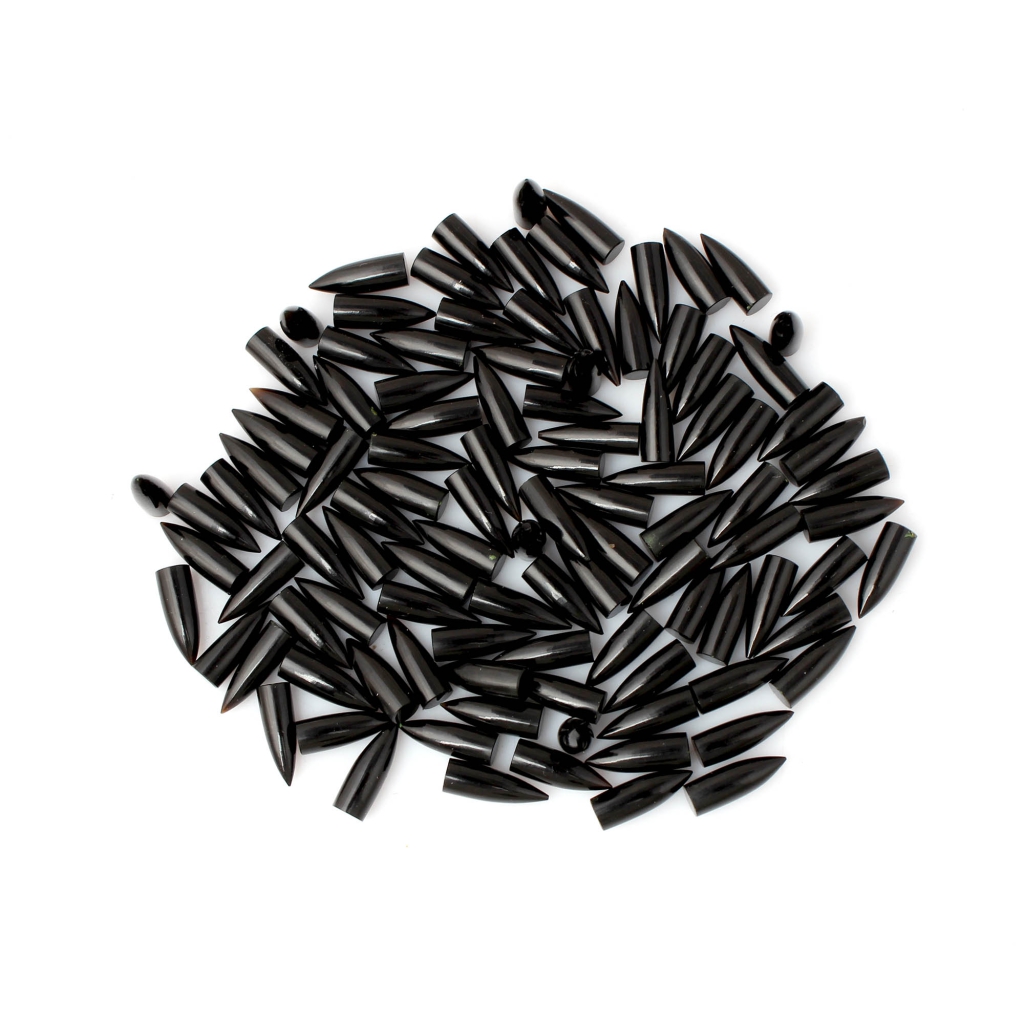 Natural Black Onyx Pointed Smooth Bullet Shape Gemstone