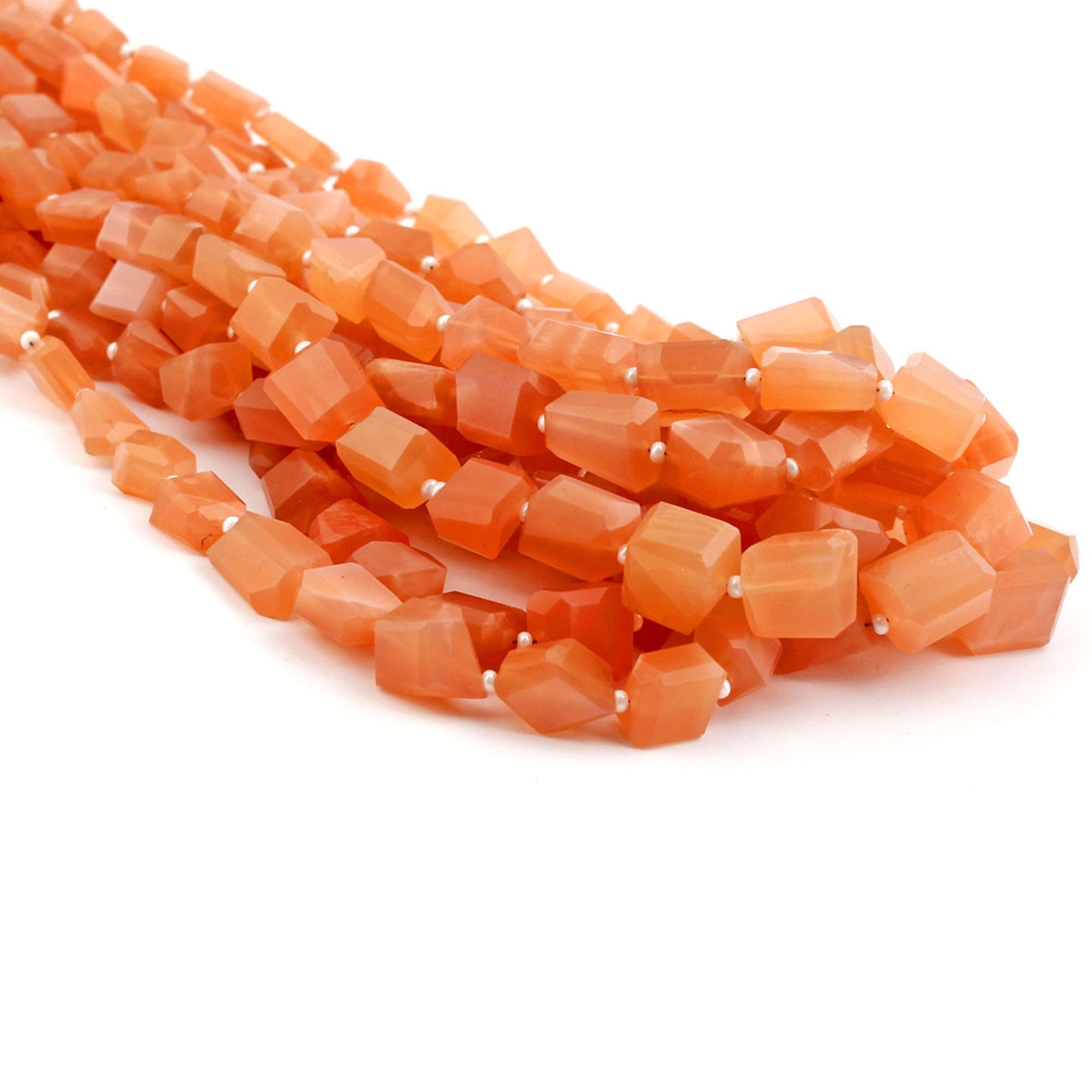 Faceted Peach Moonstone Tumble Gemstone 15 Strands Beads