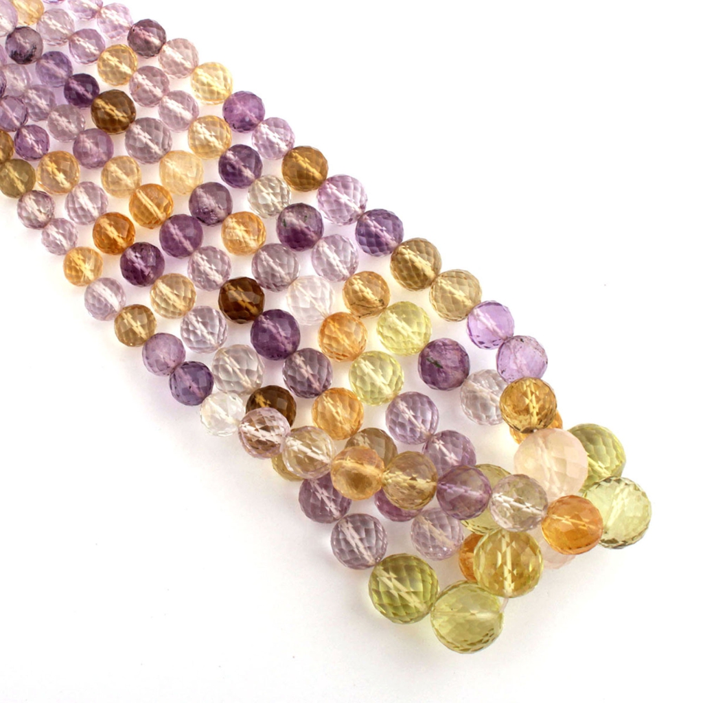 Multi Quartz Balls Shape Handmade 3 Strands Beads For Jewelry