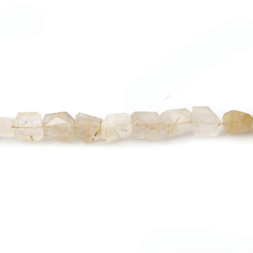 Natural Golden Rutile Quartz Faceted Tumble 15 Strands Beads