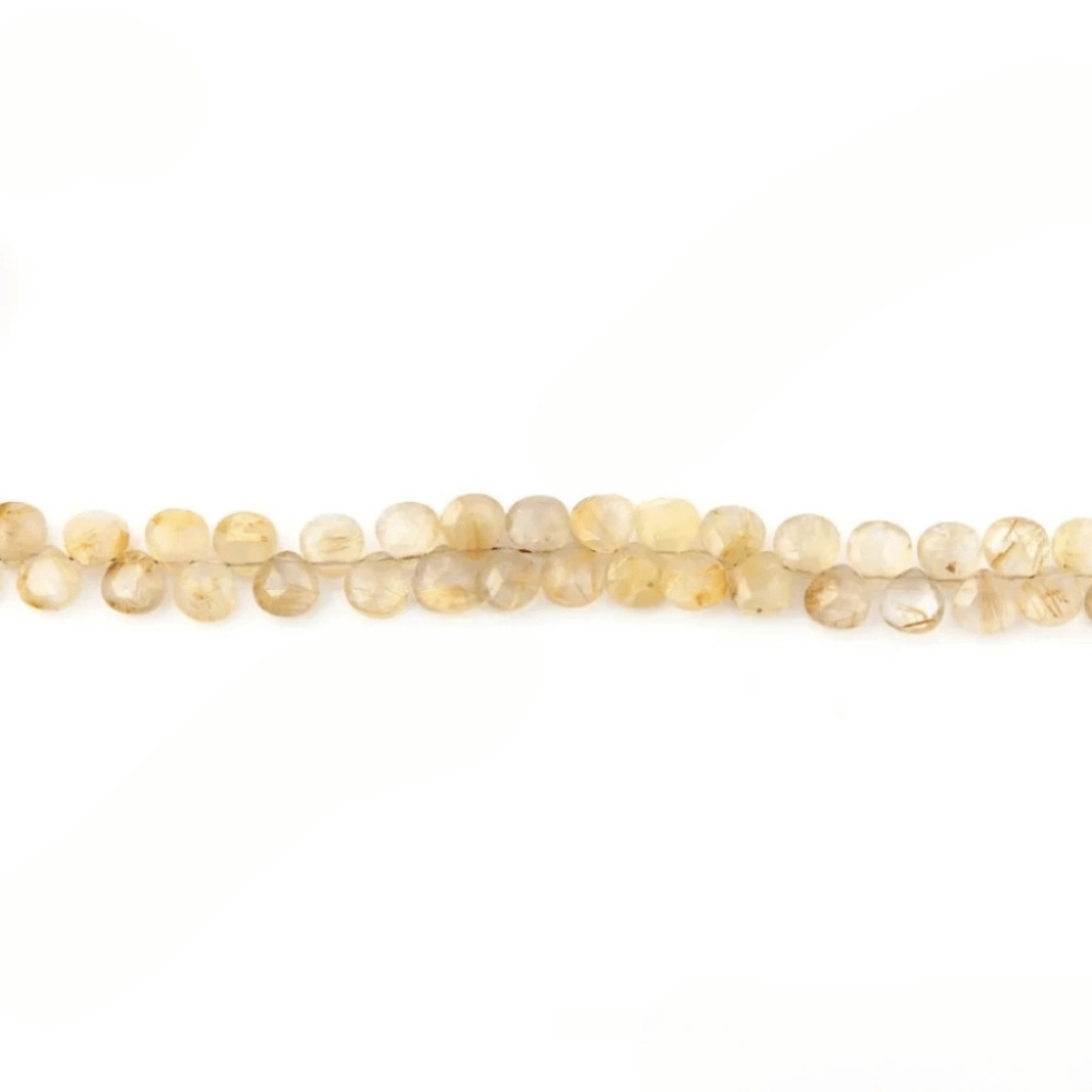 Golden Rutile Heart Shape Beads, Natural Golden Rutile Faceted Beads