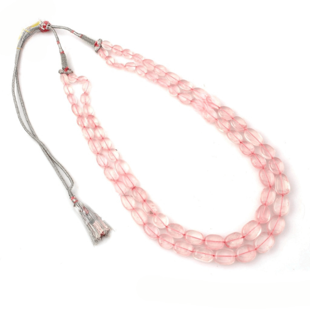 Natural Rose Quartz Gemstone 10.5-19mm Nugget Shape Mala Necklace