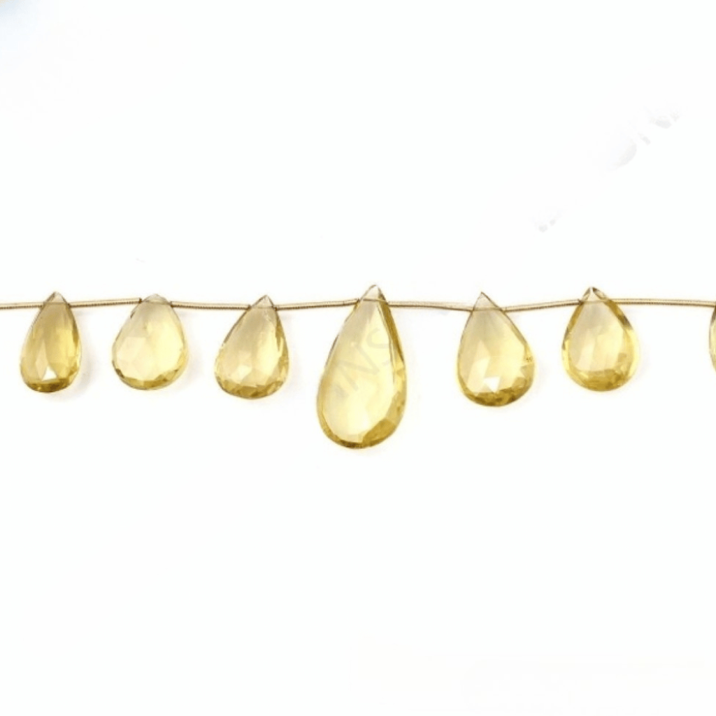 Lemon Quartz Pear Shape Gemstone Beads 16-30mm Approx 8 Strands