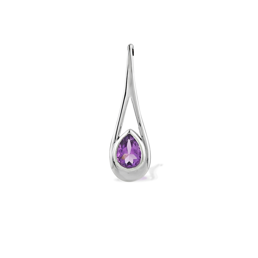 Natural Amethyst February Birthstone Sterling Silver Pendant Necklace