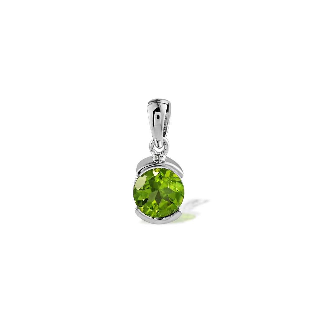 925 Sterling Silver Green Peridot Birthstone Chain Pendant