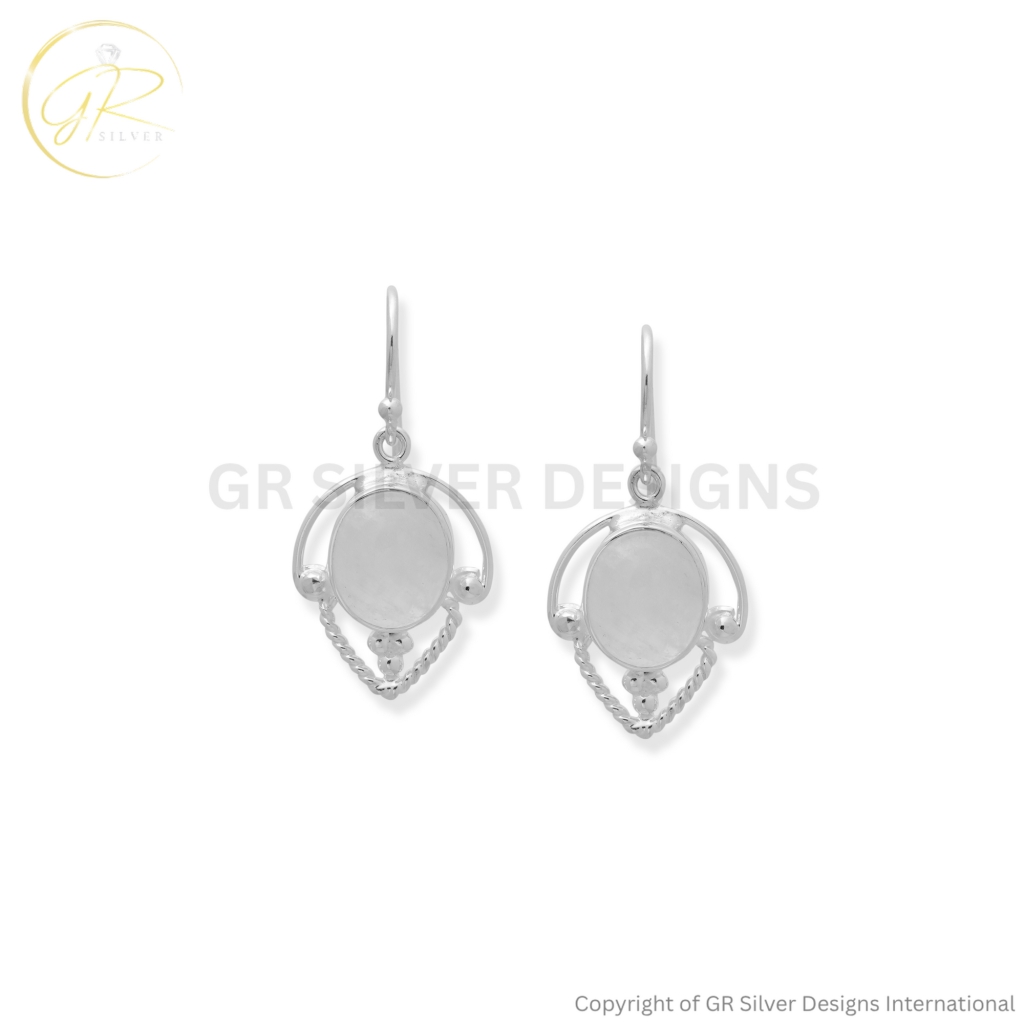 Rainbow Moonstone Dangle Earrings by GR Silver Designs