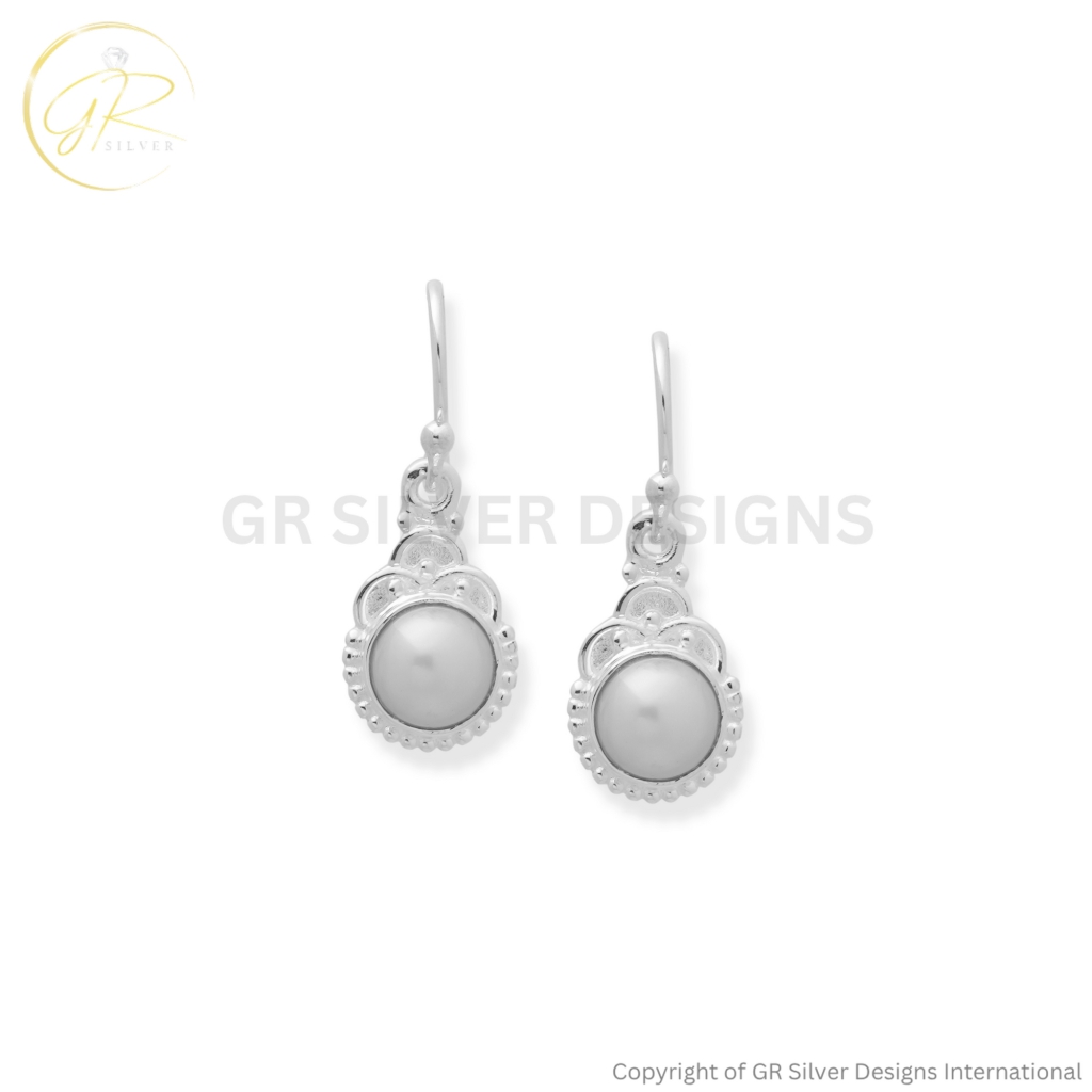 Real Pearl Dangle Drop Earrings For Women In Silver