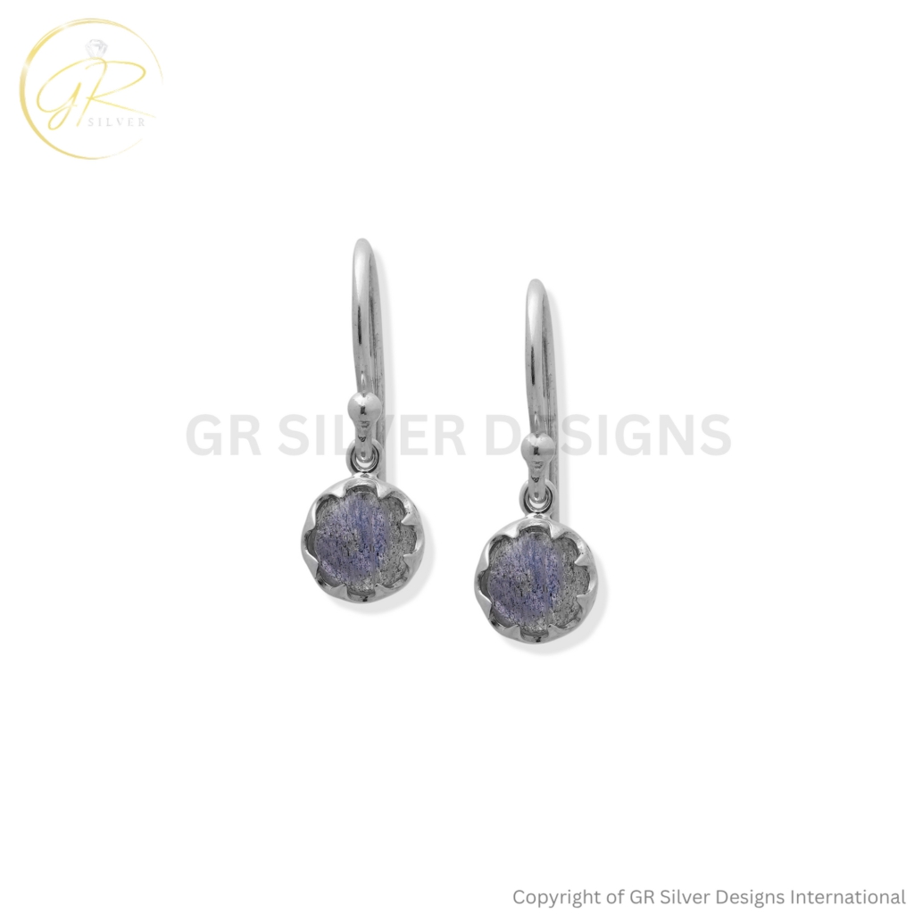 Natural Labradorite Dangle Sterling Silver Earrings For Women