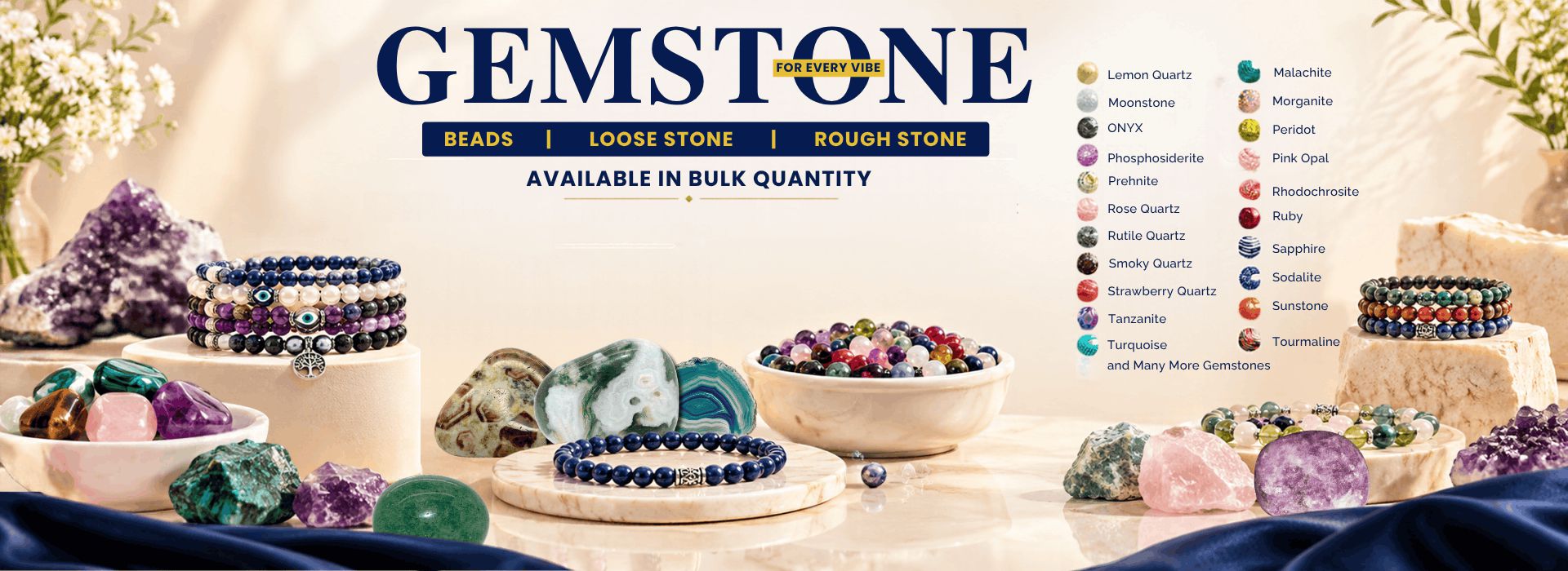 Wholesale gemstone beads and loose stones in bulk