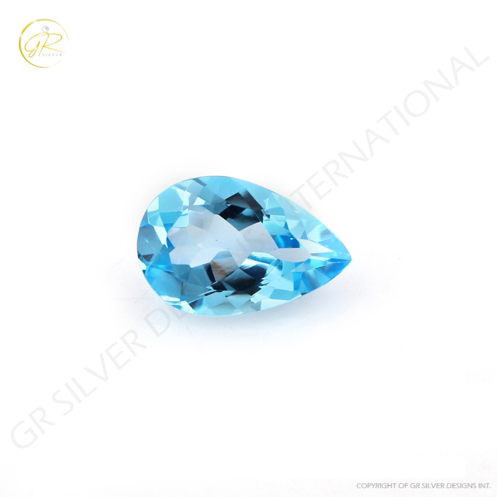 Pear Shape Swiss Blue Topaz Stone For Jewelry Making