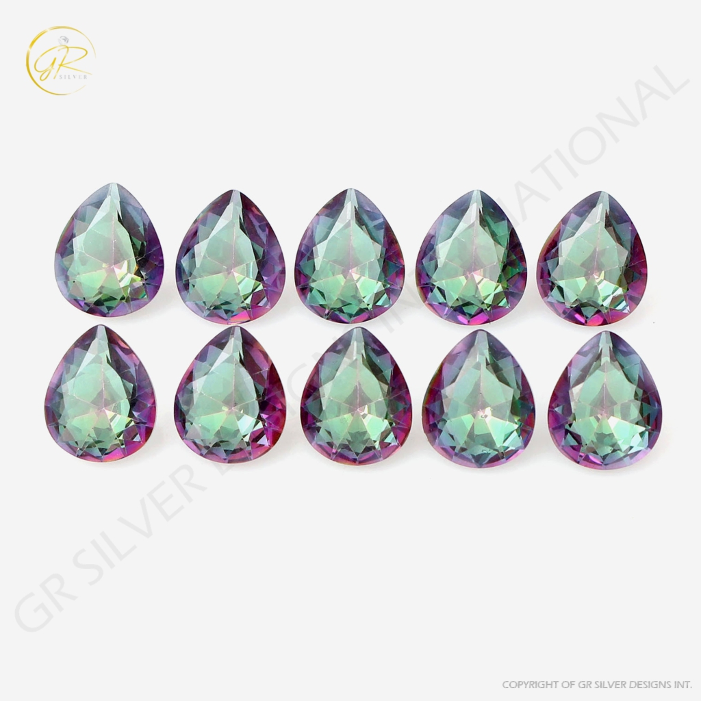 Natural Mystic Topaz 9x11mm Pear Shape Gemstone