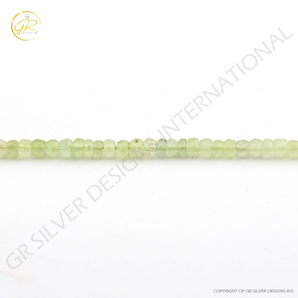 Natural Prehnite Round Faceted Gemstone Beads 20 Strands