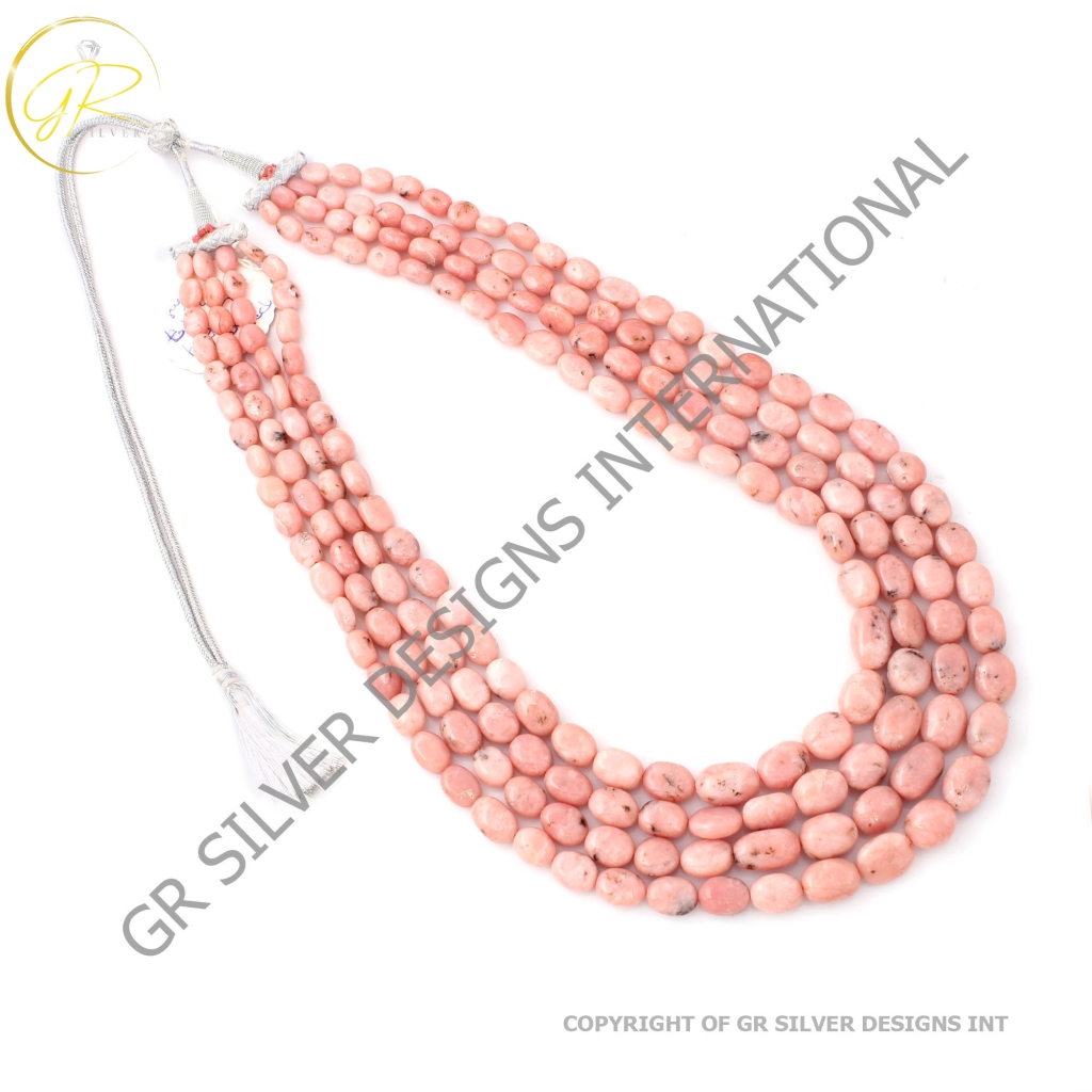 Natural Pink Opal Gemstone Beaded Necklace Nugget Shape 8.5-18mm Approx, Pink Opal Beads mala