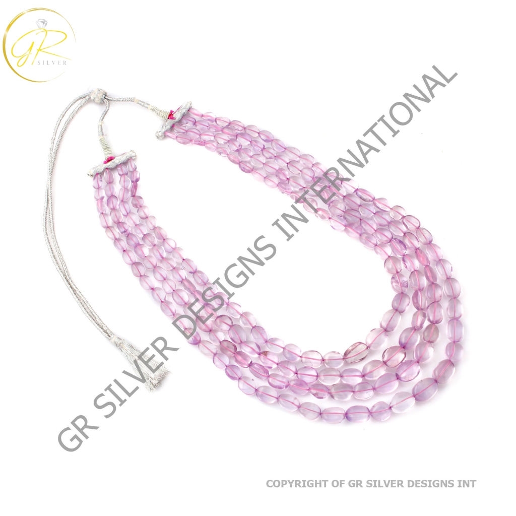 Amethyst Beaded Necklace, Pink Amethyst Nugget Shape Beaded Necklace 9-16mm Approx