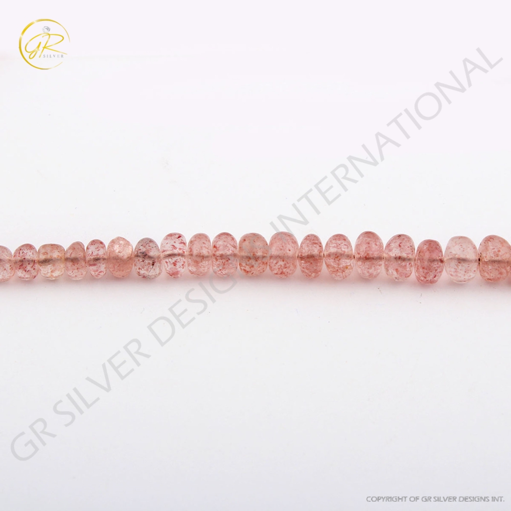 Natural Plain Strawberry Quartz 5-8mm Round Gemstone Beads