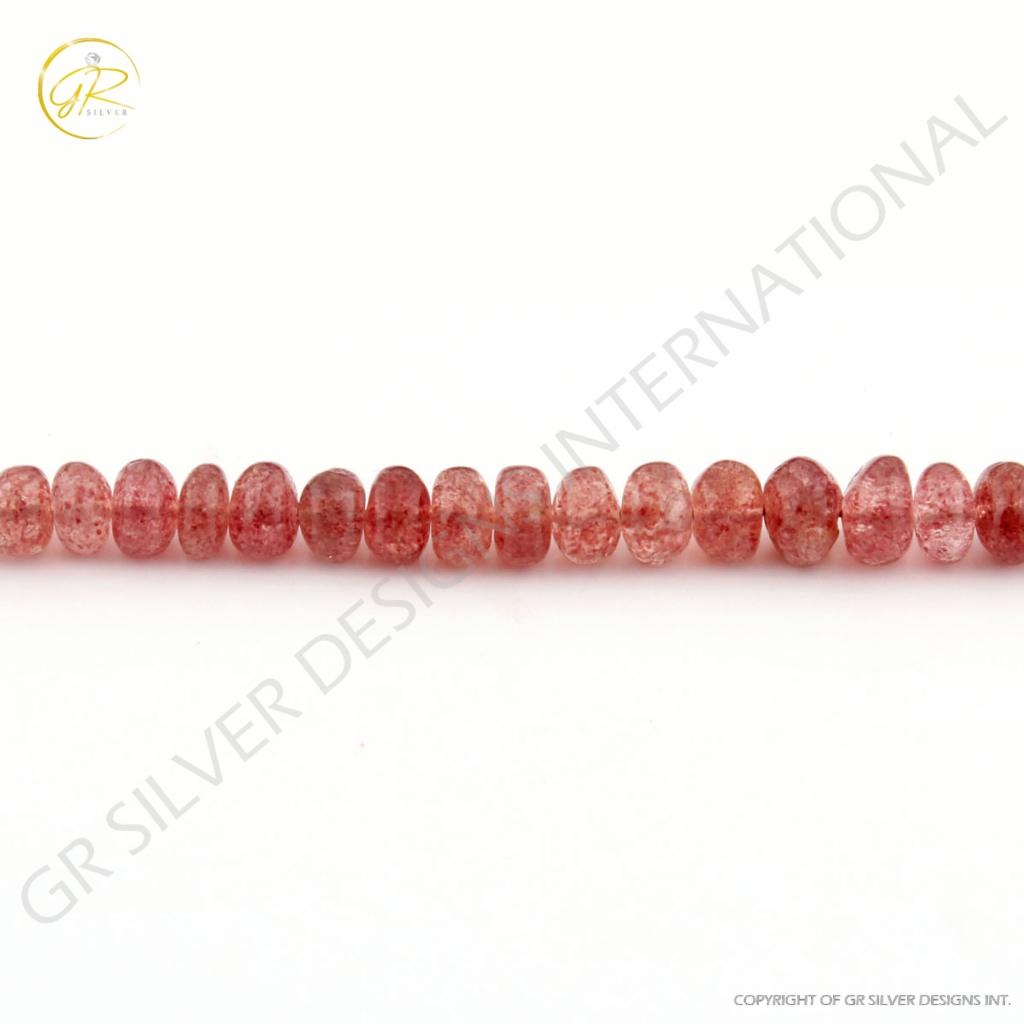 Round Strawberry Quartz Smooth Gemstone Beads For Jewelry Making