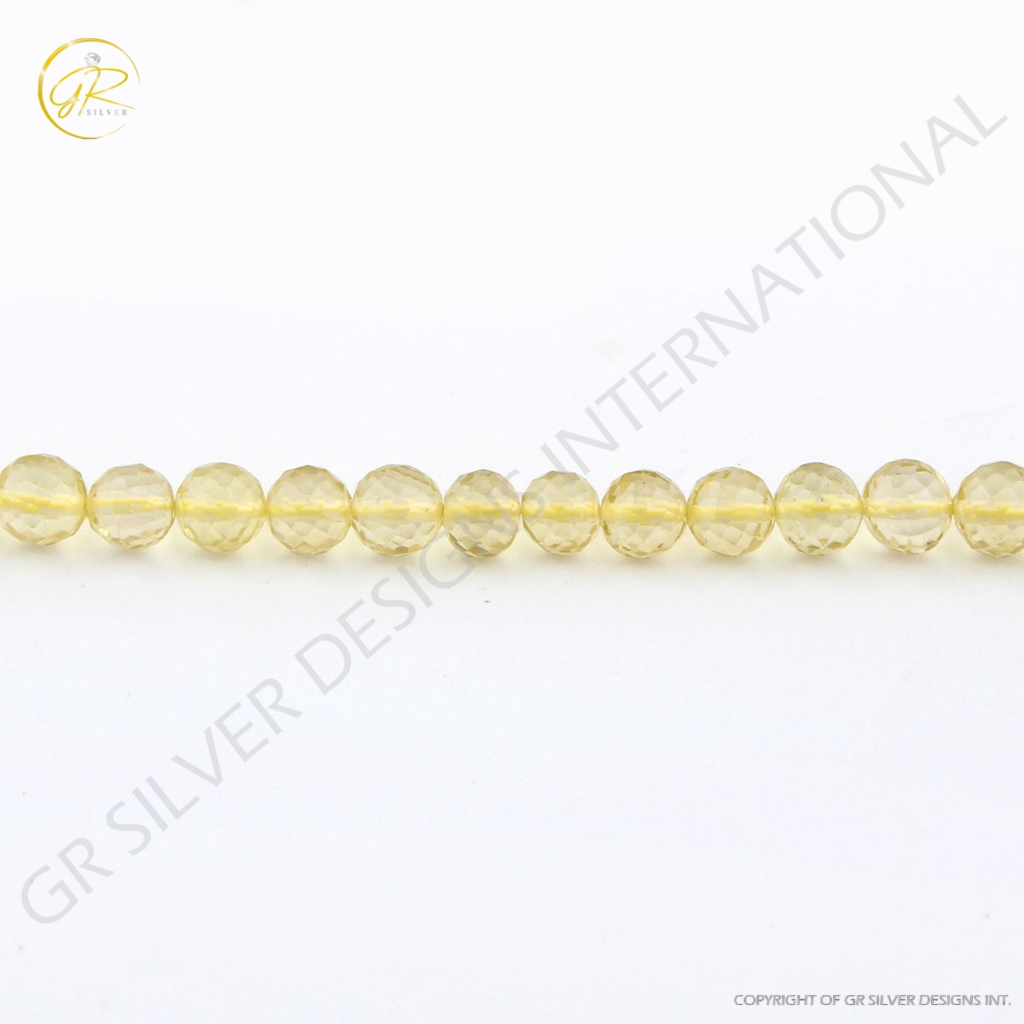 Faceted Lemon Quartz Gemstone Handmade 7 Strands 16 Inches Beads