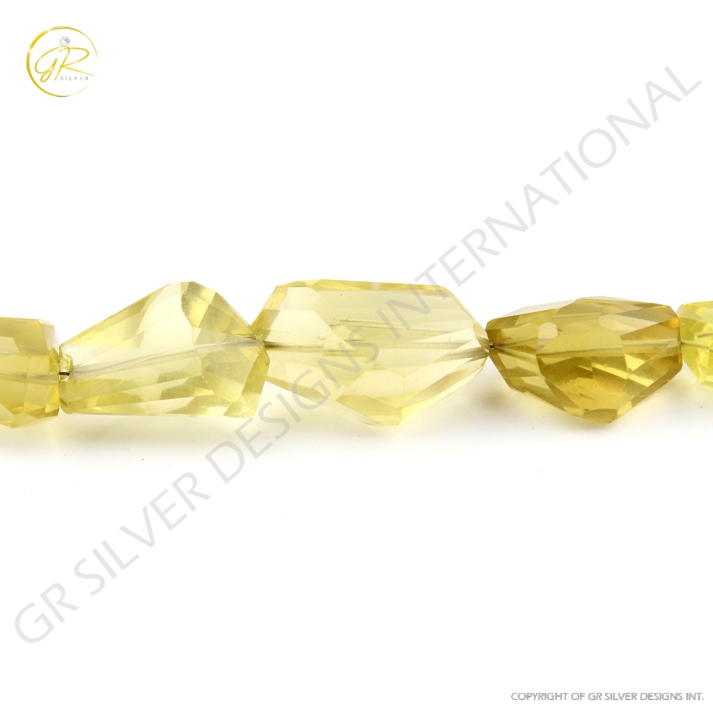 Lemon Quartz Tumble Shape Gemstone Beads For Jewelry Making