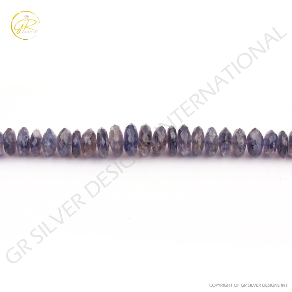 Faceted Iolite 9-12mm Round Gemstone Beads 16 Inches For Jewelry