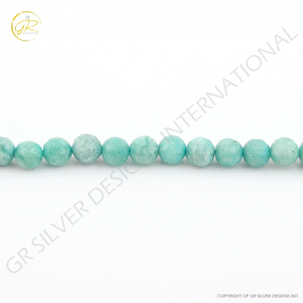 High Quality Amazonite Faceted Balls Shape Gemstone Beads