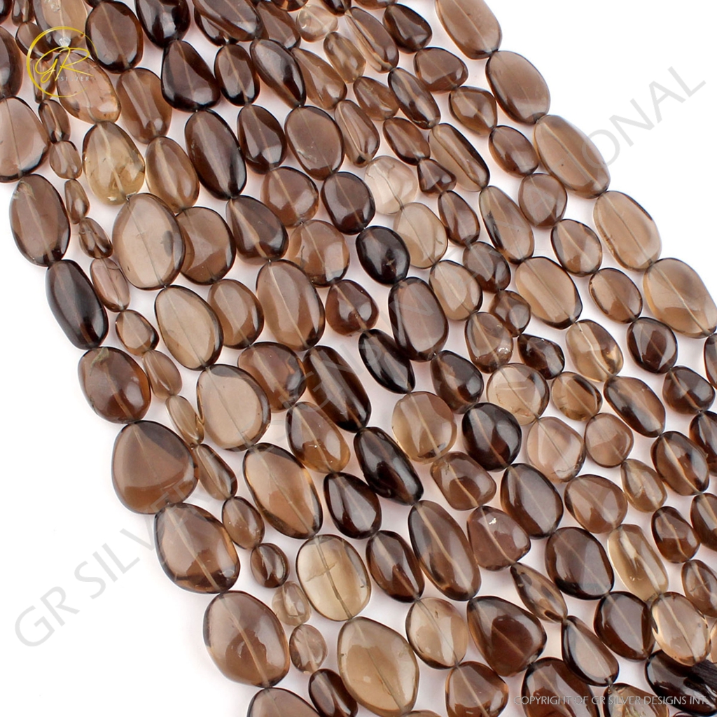 Plain Smoky Quartz Tumble Gemstone Beads For Jewelry Making