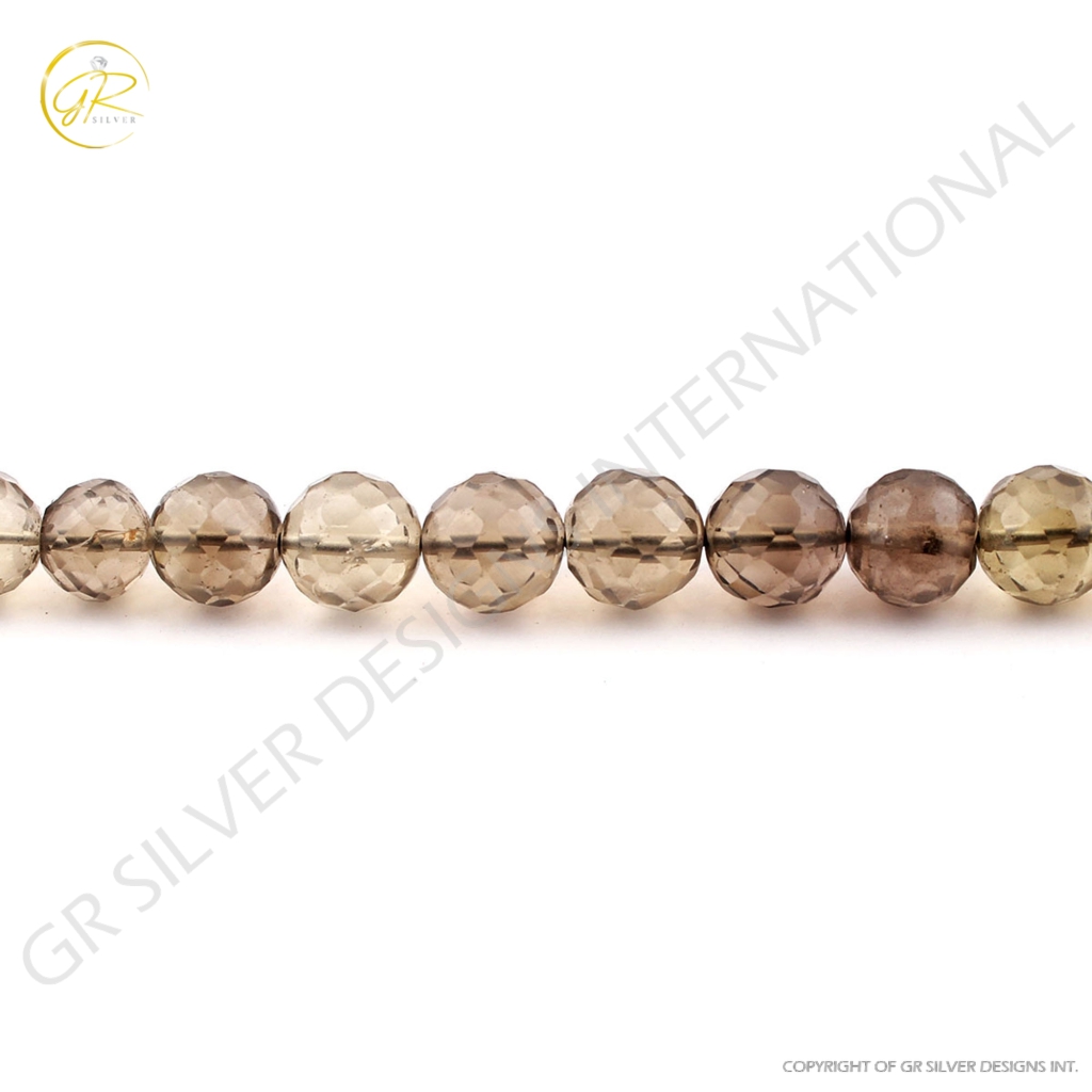 Top Quality Smoky Quartz Balls Shape Faceted Beads For Jewelry