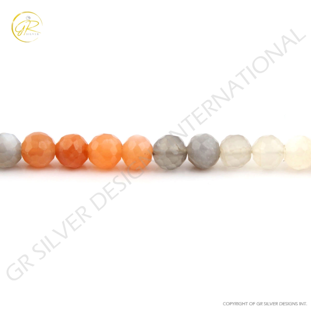 Natural Multi Moonstone 7mm Balls Shape Faceted 12 Strands Beads