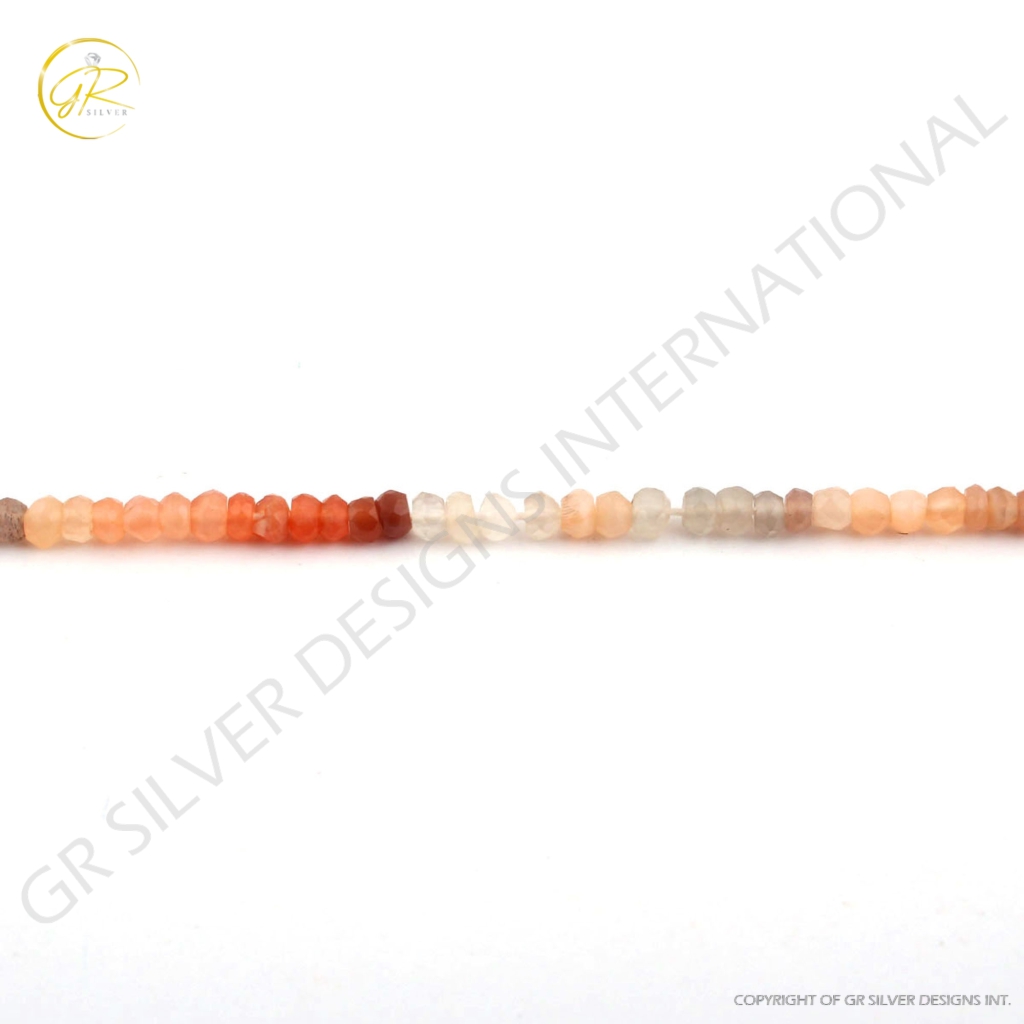 Round Multi Moonstone Faceted 4mm Gemstone Beads For Jewelry