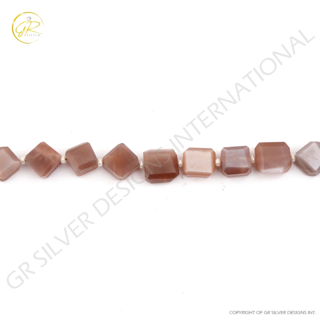 Chocolate Moonstone Faceted Gemstone 6 Strands Tumble Beads